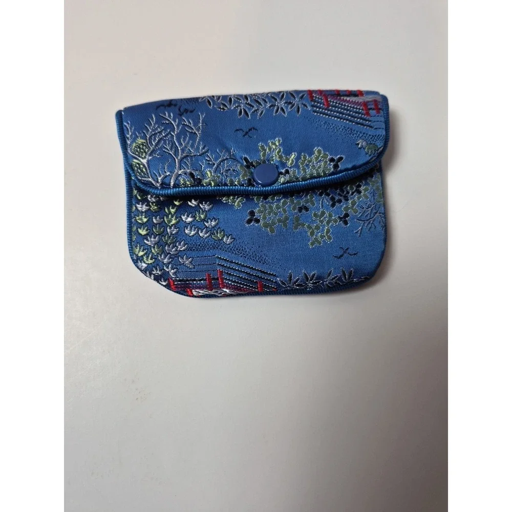 Lot of 8 Asian Silk Brocade Jewelry Pouches & Coin Purses Mixed Colors & Styles